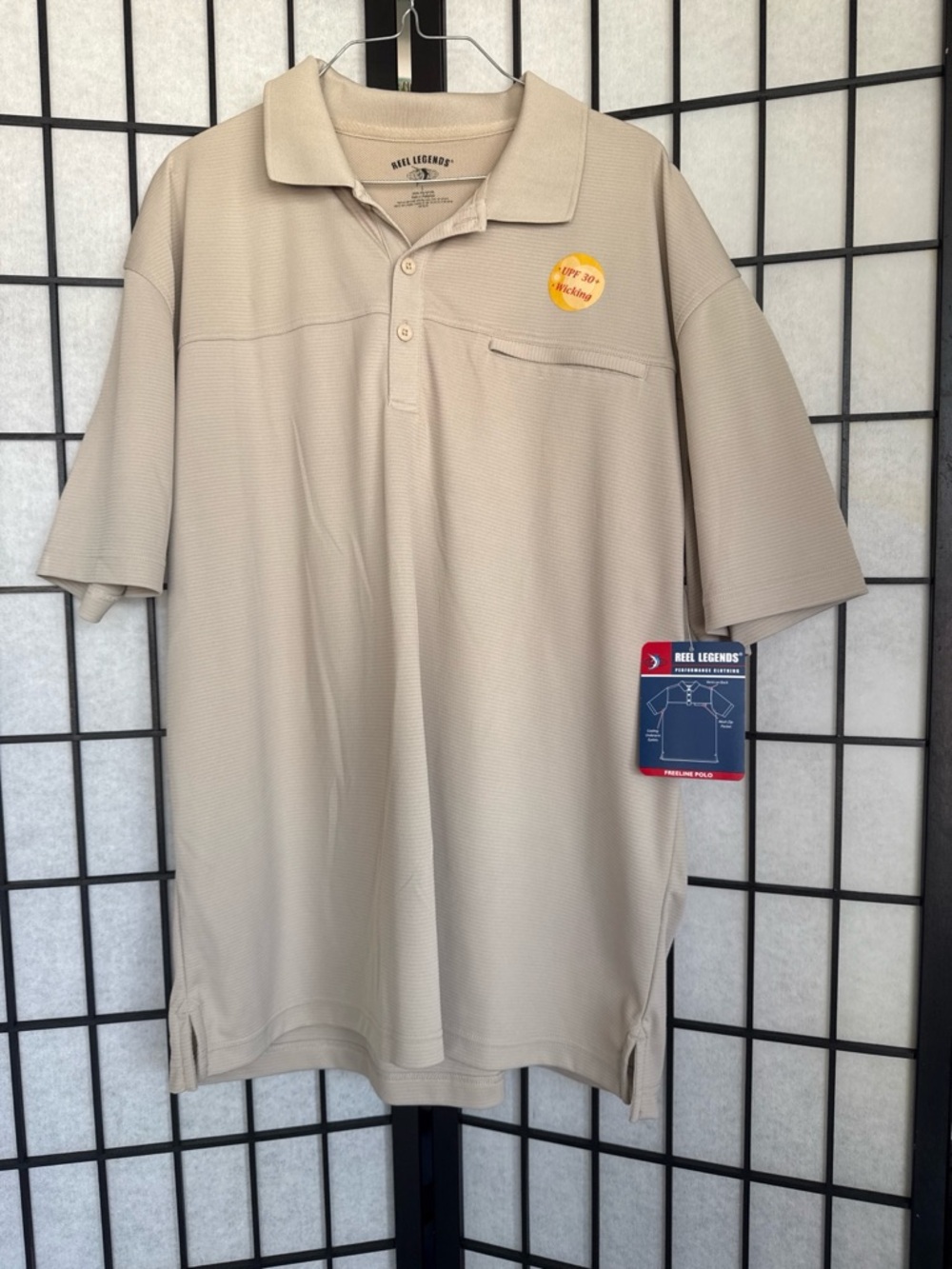 Reel Legends Men’s Short Sleeve Polo in Beige